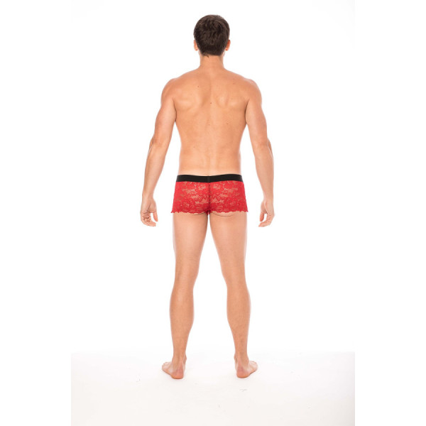 Boxer rouge en dentelle délicate 